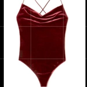 ABERCROMBIE &. FITCH MAROON VELVET BODYSUIT